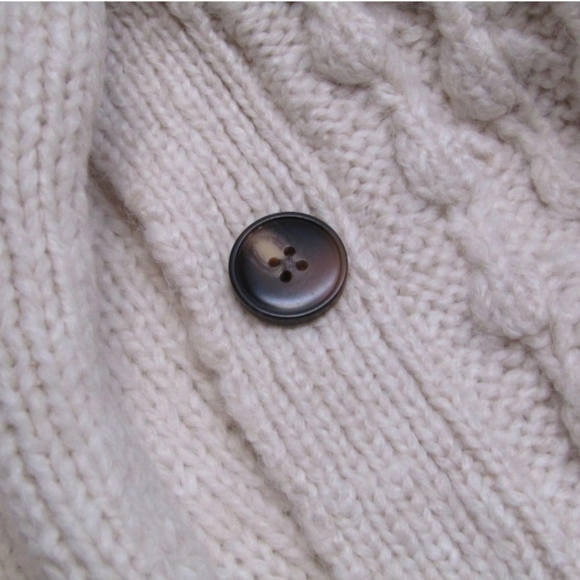 Toccin Womens Cardigan Short Popcorn Button Up Waist Tie  Size M Vanilla Beige - Picture 10 of 10